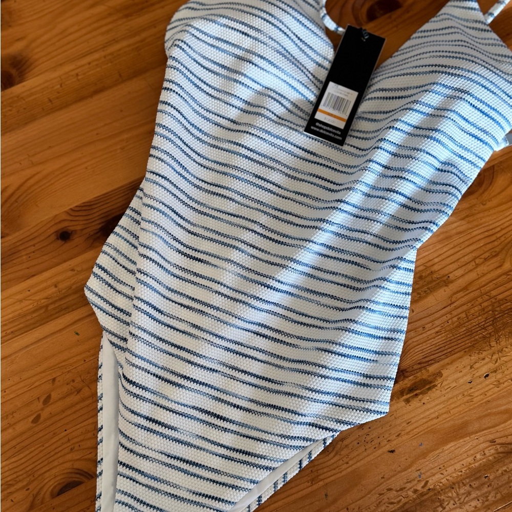 Dolce Vita Blue and White Striped One Piece Swimsuit